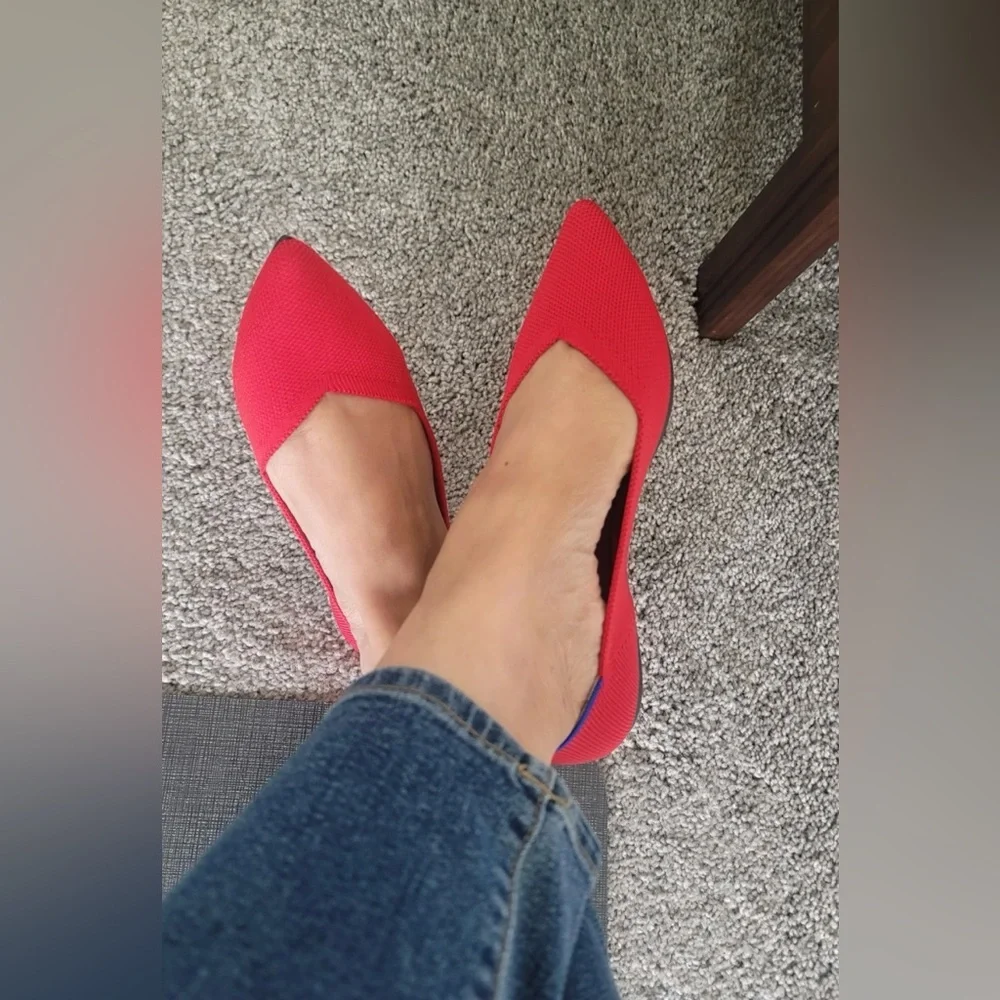 Rothy’s The Point Chili Red Ballet Flats Shoes Size W 7